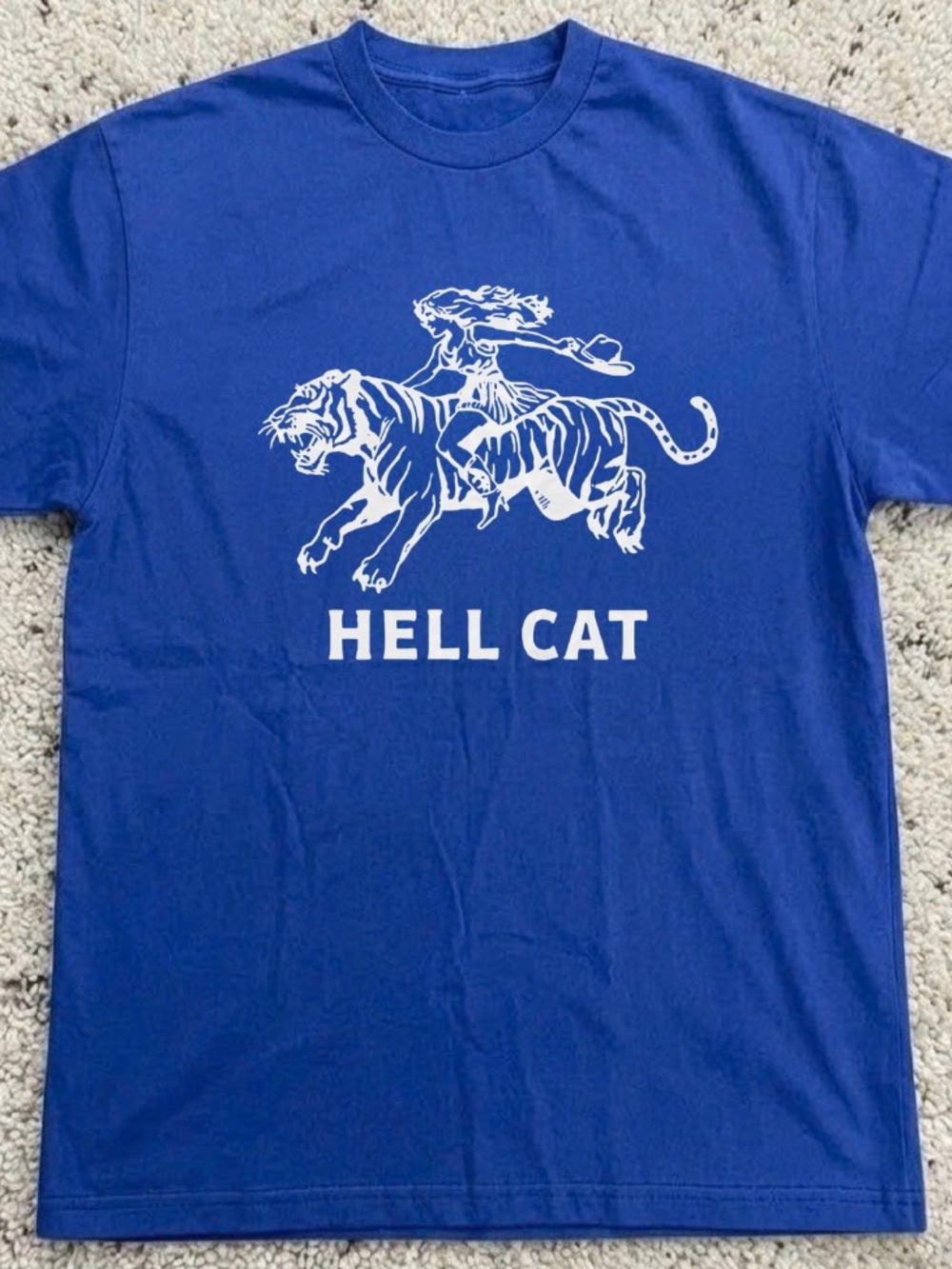 Hell Cat Fierce Woman on Tiger Bold Print T-Shirt